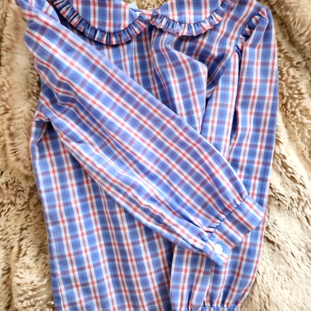 Little English Blue and Red Casual Button Down Shirt